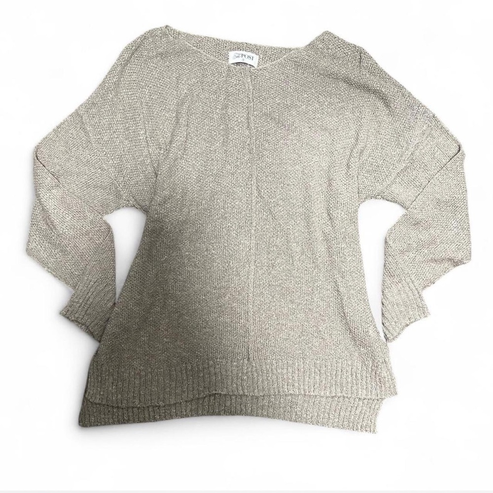 The Post Taupe Knit Long Sleeve Sweater Size S